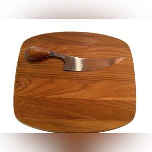 Dansk Teak Wooden Cheese Board and Knife Set